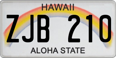 HI license plate ZJB210