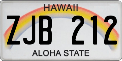 HI license plate ZJB212