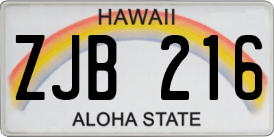 HI license plate ZJB216