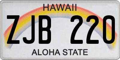 HI license plate ZJB220