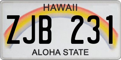 HI license plate ZJB231