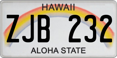 HI license plate ZJB232