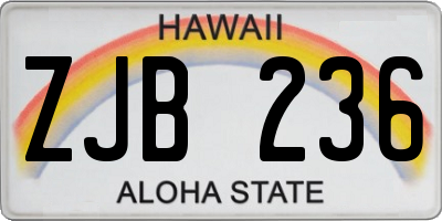 HI license plate ZJB236