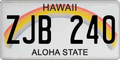 HI license plate ZJB240