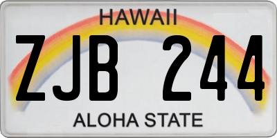 HI license plate ZJB244