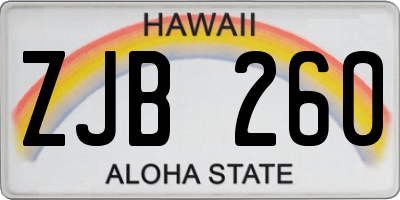 HI license plate ZJB260