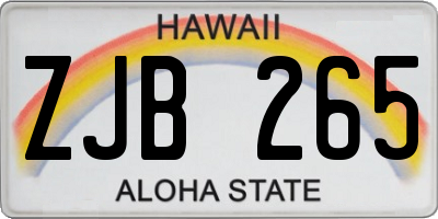 HI license plate ZJB265