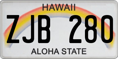 HI license plate ZJB280