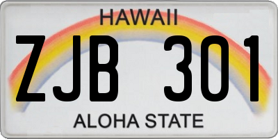 HI license plate ZJB301