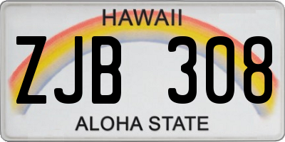 HI license plate ZJB308