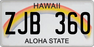 HI license plate ZJB360