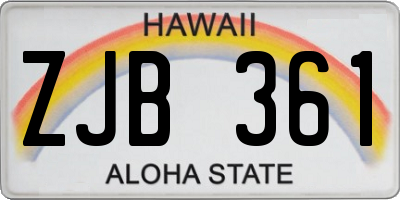 HI license plate ZJB361