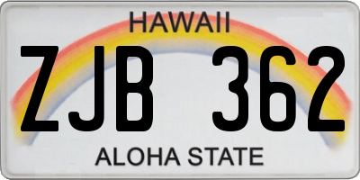 HI license plate ZJB362