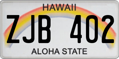 HI license plate ZJB402