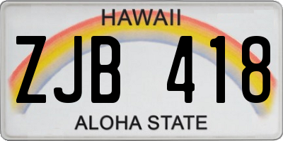 HI license plate ZJB418