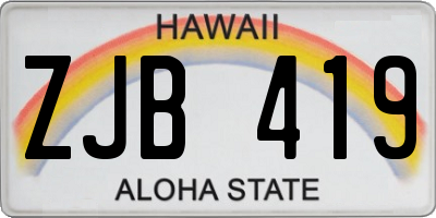 HI license plate ZJB419
