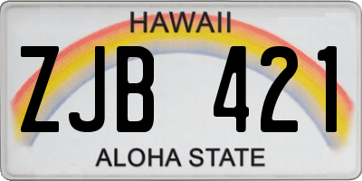 HI license plate ZJB421