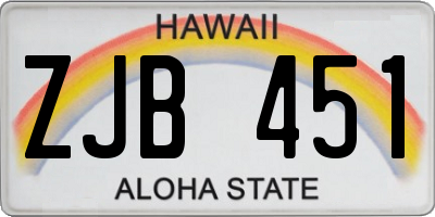 HI license plate ZJB451