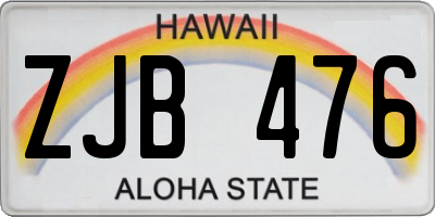 HI license plate ZJB476