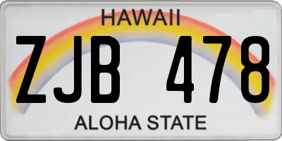 HI license plate ZJB478