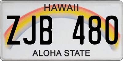 HI license plate ZJB480