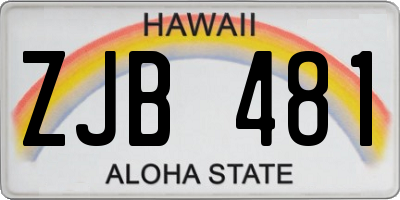 HI license plate ZJB481