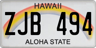 HI license plate ZJB494