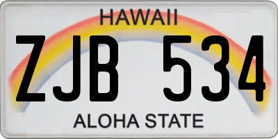 HI license plate ZJB534