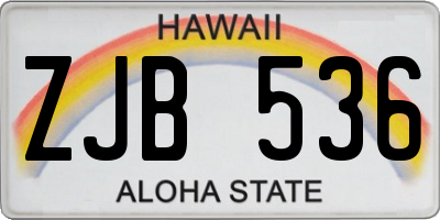 HI license plate ZJB536