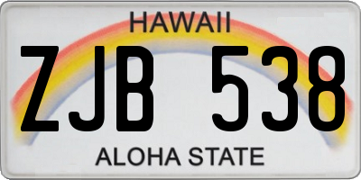 HI license plate ZJB538