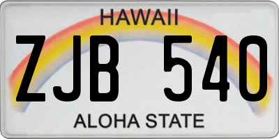 HI license plate ZJB540