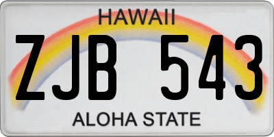 HI license plate ZJB543