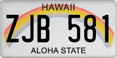 HI license plate ZJB581
