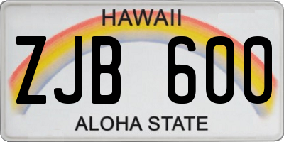 HI license plate ZJB600
