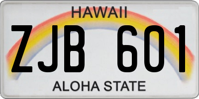 HI license plate ZJB601