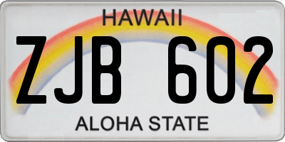 HI license plate ZJB602