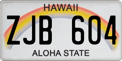 HI license plate ZJB604