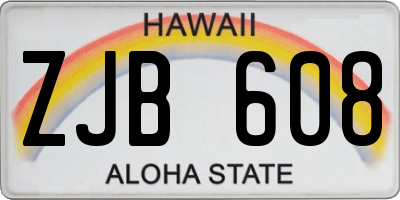 HI license plate ZJB608