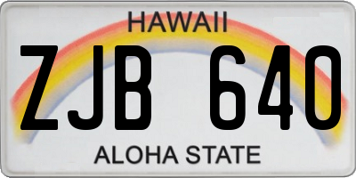 HI license plate ZJB640