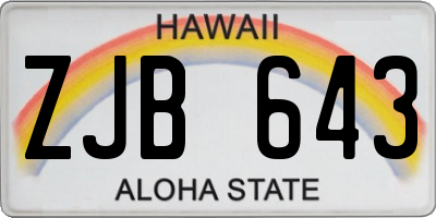 HI license plate ZJB643