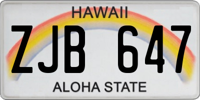 HI license plate ZJB647
