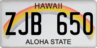 HI license plate ZJB650