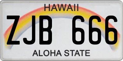 HI license plate ZJB666