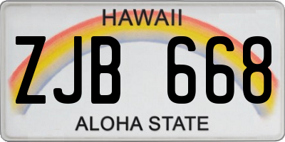 HI license plate ZJB668