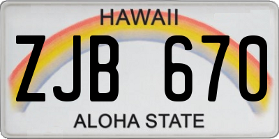 HI license plate ZJB670