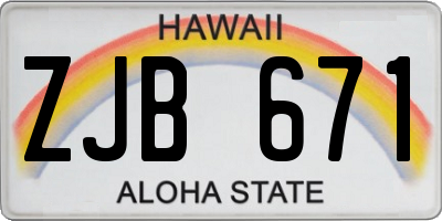 HI license plate ZJB671