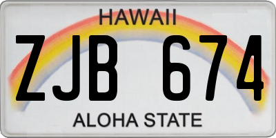 HI license plate ZJB674