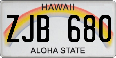 HI license plate ZJB680