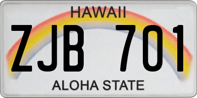 HI license plate ZJB701