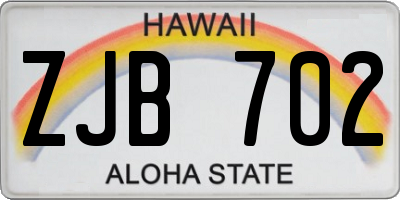 HI license plate ZJB702
